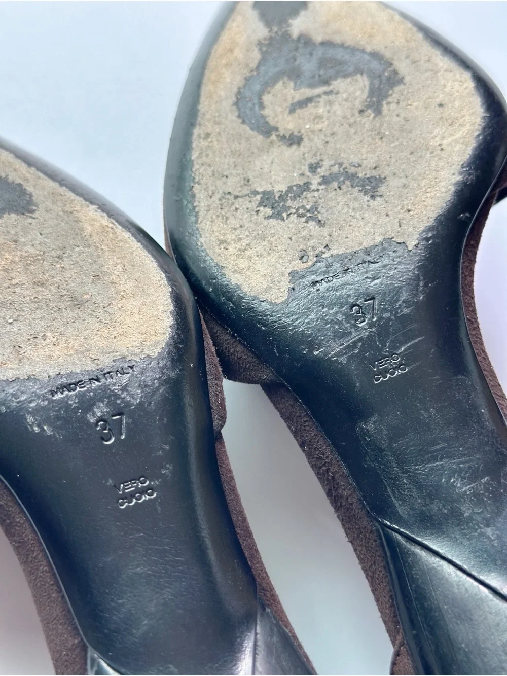 Giorgio Armani Vintage Suede Brown D’Orsay Pump Heels